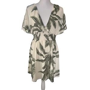 Mahina Tropical Leaf Print Dress NWT